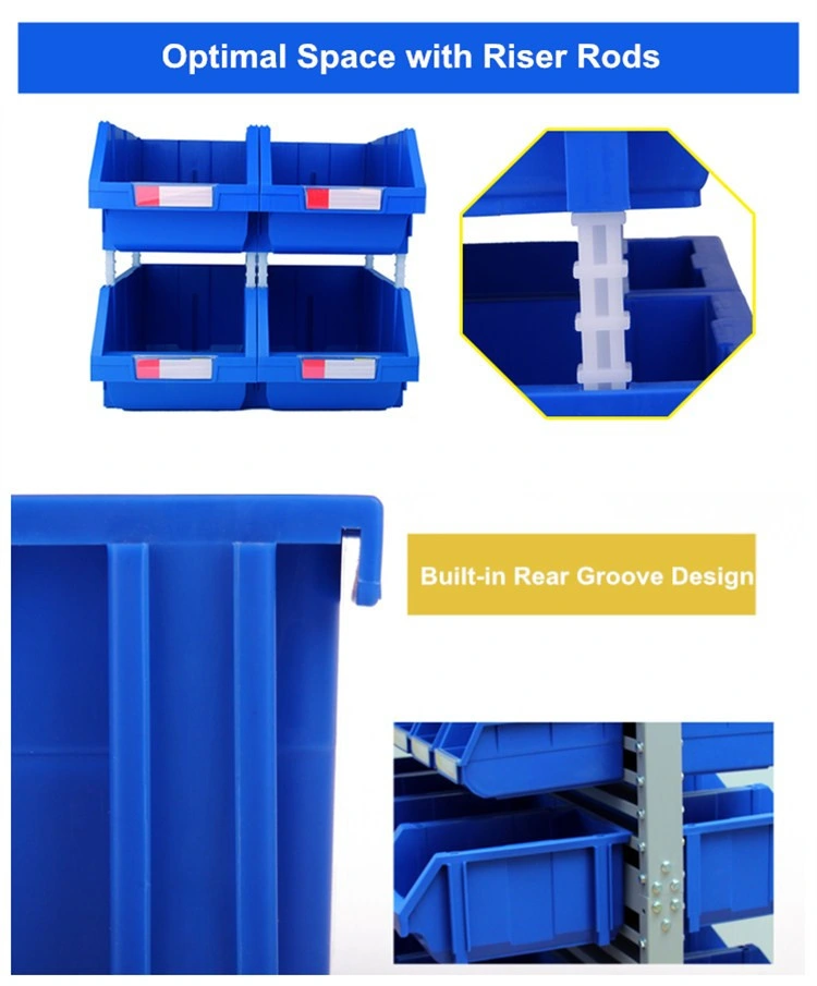 Large Size Heavy Duty ISO Industrial Warehouse and Garage Stacking Storage Box Plastic Bin for Sparege Parts Screws Organize