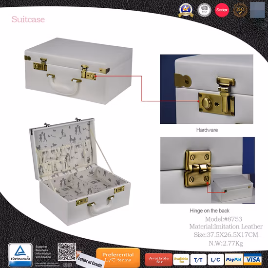 2023 New Design Fashion Cute White Lady&prime; S Leather Antique Travelling Suitcase