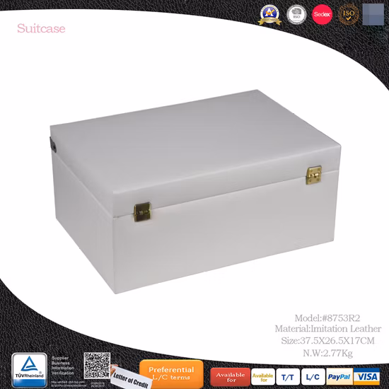 2023 New Design Fashion Cute White Lady&prime; S Leather Antique Travelling Suitcase