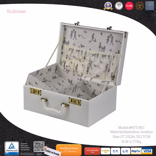 2023 New Design Fashion Cute White Lady&prime; S Leather Antique Travelling Suitcase