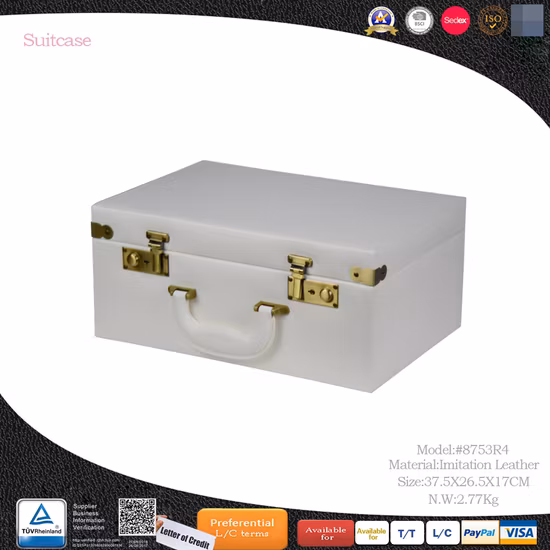 2023 New Design Fashion Cute White Lady&prime; S Leather Antique Travelling Suitcase